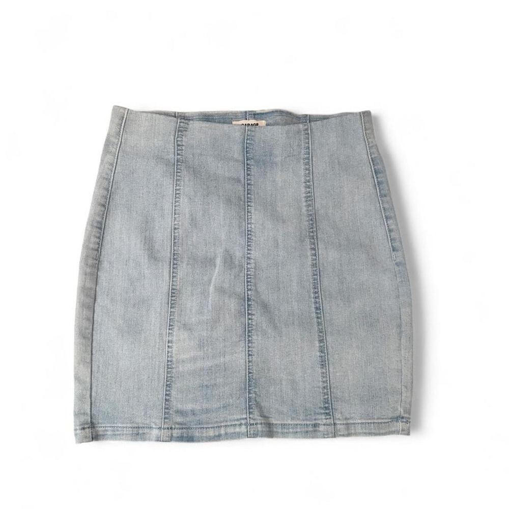 Garage Light Wash Denim Mini Skirt Y2K Paneled Seam Bodycon